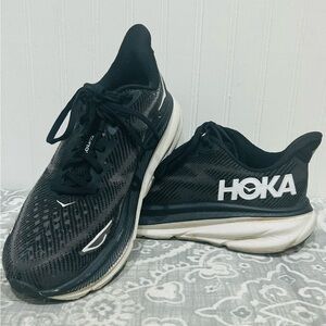 Hoka Black and White Athletic Shoes